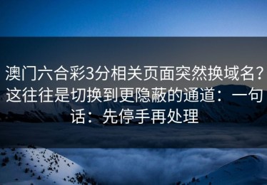 澳门六合彩3分相关页面突然换域名？这往往是切换到更隐蔽的通道：一句话：先停手再处理