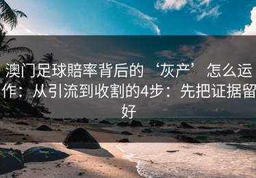 澳门足球賠率背后的‘灰产’怎么运作：从引流到收割的4步：先把证据留好