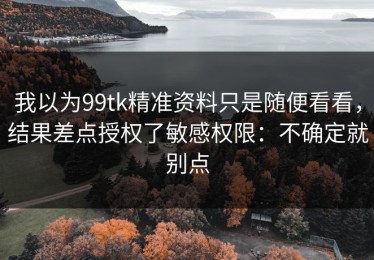 我以为99tk精准资料只是随便看看，结果差点授权了敏感权限：不确定就别点