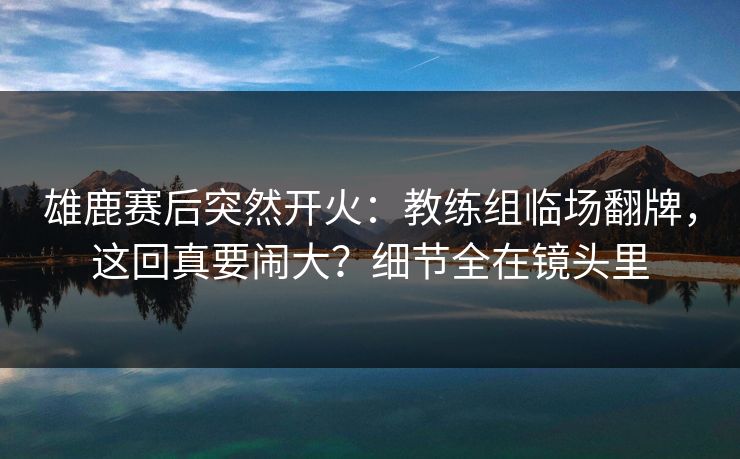 雄鹿赛后突然开火：教练组临场翻牌，这回真要闹大？细节全在镜头里