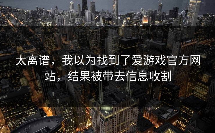 太离谱，我以为找到了爱游戏官方网站，结果被带去信息收割