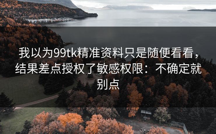 我以为99tk精准资料只是随便看看，结果差点授权了敏感权限：不确定就别点