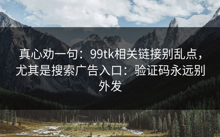 真心劝一句：99tk相关链接别乱点，尤其是搜索广告入口：验证码永远别外发
